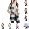 thumbnail image 1 of YOUYEDIAN Plaid Fleece Vest for Girls Casual Warm Fuzzy Sleeveless Jacket Fashion Fluffy Outerwear, 1 of 5