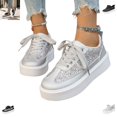 thumbnail image 1 of YOUYEDIAN Platform Shoes for Women Fashion Deco Comfy Casual Round Toe Flats Versatile Lace-up Walking Shoes, 1 of 5
