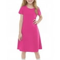 thumbnail image 1 of YOUYEDIAN Plus Size Summer Dresses for Teens 2025 Spring Casual Dresses Short Sleeve Plain T Shirt Dress Crew Neck Midi Dress,Hot Pink 2-3 Years, 1 of 6