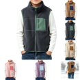 thumbnail image 1 of YOUYEDIAN Plush Vest Jacket for Boys Kids Fall Winter Warm Fuzzy Zipper Sleeveless Mock Neck Coat, 1 of 5
