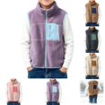 thumbnail image 1 of YOUYEDIAN Plush Vest Jacket for Boys Kids Fall Winter Warm Fuzzy Zipper Sleeveless Mock Neck Coat, 1 of 5