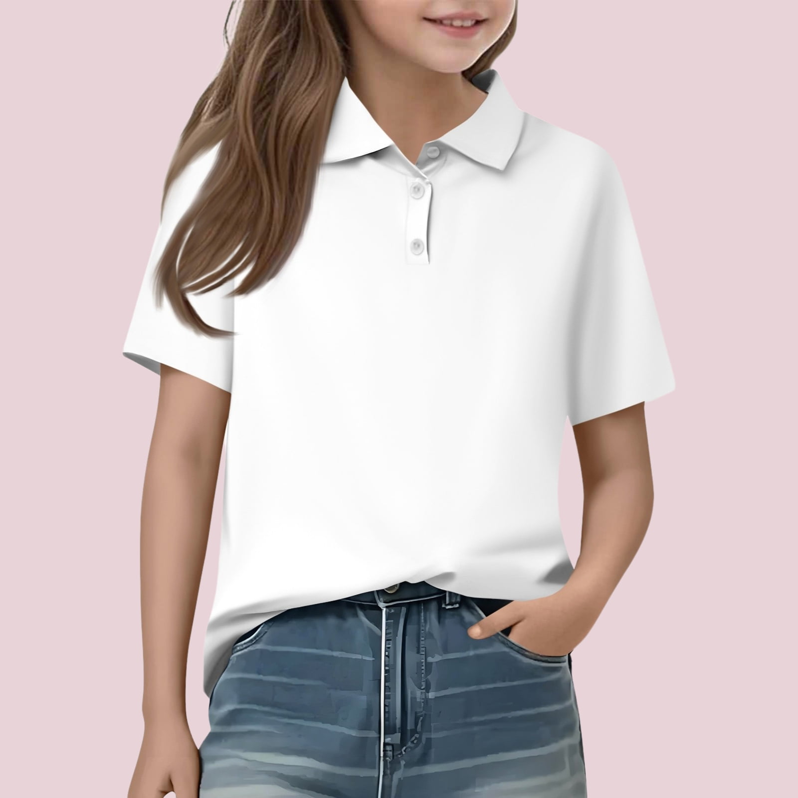 YOUYEDIAN Polo Shirt Girls Preppy Short Sleeve School Uniform T Shirts ...