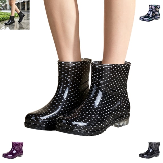 YOUYEDIAN Rain Boots Women Versatile Low Heel Comfy Fashion Round Toe Ankle Booties Waterproof Casual Outdoor Walking Shoes