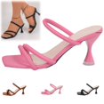thumbnail image 1 of YOUYEDIAN Sandals Women Fashion Comfortable Heels Sandals Square Open Toe Non Slip Dressy Party Shoes(Pink), 1 of 5