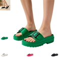 thumbnail image 1 of YOUYEDIAN Sandals for Women Summer Backless Open Toe Versatile Breathable Comfy Fashion Buckle Deco Sandals Casual Waterproof Non Slip Flat Platform Shoes, 1 of 5