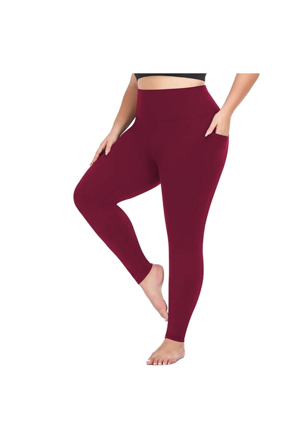 Seamless Fitness Leggings for Women - Flattering Fit & Moves With You (Wine, XL)