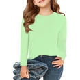 thumbnail image 1 of YOUYEDIAN Shirts for Girls 2025 Casual Long Sleeve Tops Round Neck Loose Fit Tees Blouses Fashion Clothes Fluorescent Green 7-8 Years, 1 of 4