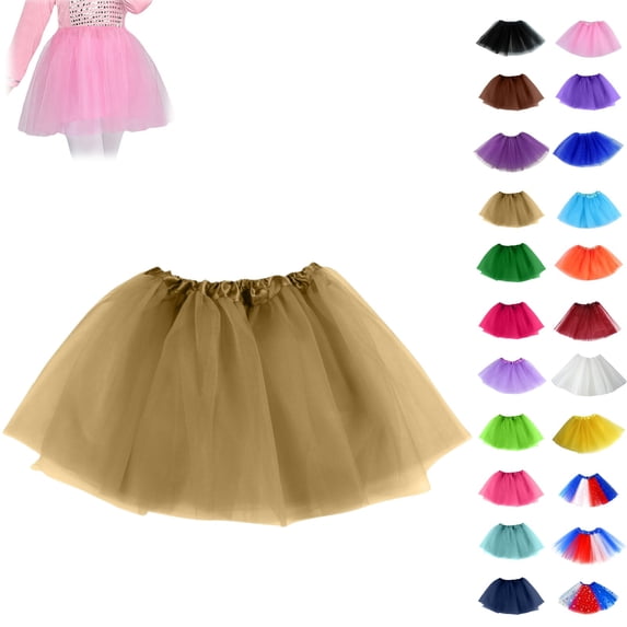 YOUYEDIAN Summer Skirts for Kids Puffy Tulle Kids Tutu Skirt Gold Princess Skirt Stretchy Waist Ballet Skirts for Girls,Gold One Size