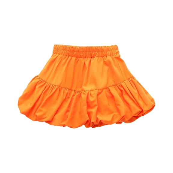 YOUYEDIAN Skirts for Kids Puffy Cute Cheer Skirt Summer Orange Kids Tutu Skirt Plain Stretchy Waist Dance Skirt,Orange 7-8 Years