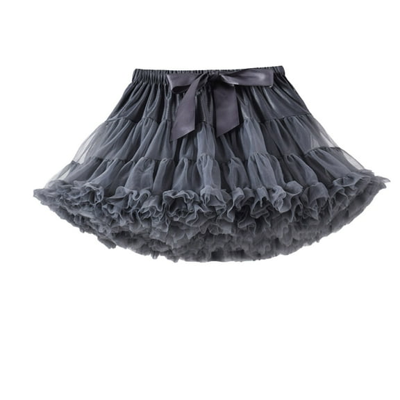 YOUYEDIAN Skirts for Kids Puffy Tulle Ballet Tutu Skirt Summer Ballet Skirts for Toddler Girls Gray Stretchy Waist Princess Skirt,Gray S
