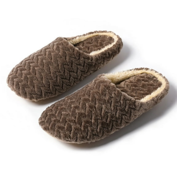 YOUYEDIAN Slippers for Women 2025 Fuzzy Slippers Warm Cozy Soft Memory Foam Orthopedic House Shoes with Anti-Skid Sole for Indoor and Outdoo Coffee US-6.5（EU-37）