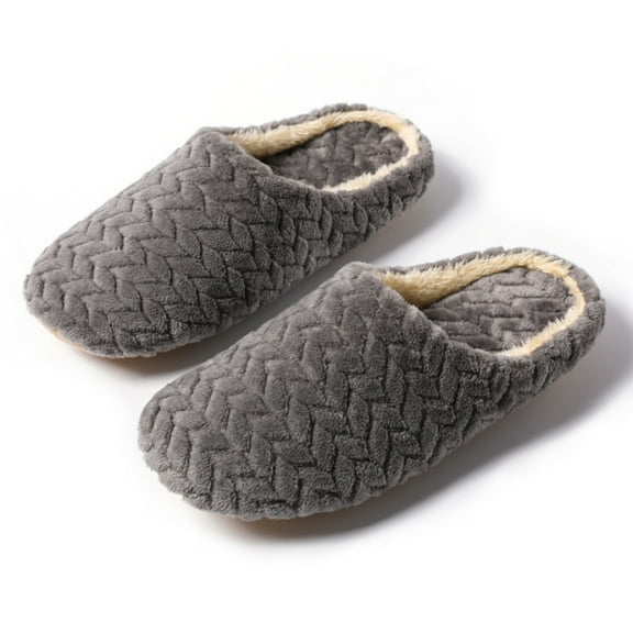 YOUYEDIAN Slippers for Women 2025 Fuzzy Slippers Warm Cozy Soft Memory Foam Orthopedic House Shoes with Anti-Skid Sole for Indoor and Outdoo Gray US-7.5（EU-39）