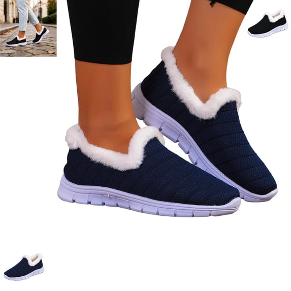 YOUYEDIAN Sneakers for Women Fall Winter Orthopedic Plush Warm Fashion Sneakers Fuzzy Lined Versatile Round Toe Sport Shoes