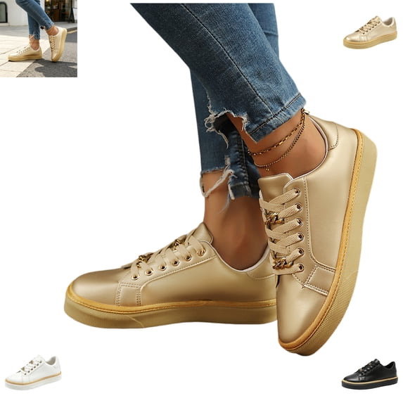 YOUYEDIAN Sneakers for Women Fashion Round Toe Slip On Platform Flat Sneakers Casual Outdoor Strap Design Walking Shoes