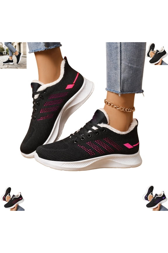 Sneakers for Women Orthopedic Winter Fleece Lined Comfy Warm Plush Sneakers Casual Fashion Mesh Sport Walking Shoes