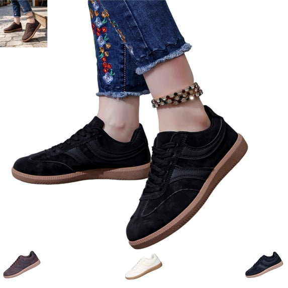 YOUYEDIAN Sneakers for Women Retro Versatile Round Toe Non Slip Flats Strap Design Sport Outdoor Walking Shoes