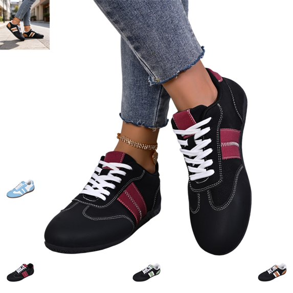 YOUYEDIAN Sneakers for Women Round Toe Lace-up Fashion Round Toe Casual Sport Slip On Sneakers Versatile Outdoor Comfy Flat Shoes
