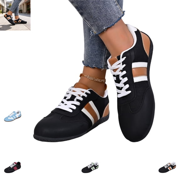 YOUYEDIAN Sneakers for Women Round Toe Lace-up Fashion Round Toe Casual Sport Slip On Sneakers Versatile Outdoor Comfy Flat Shoes