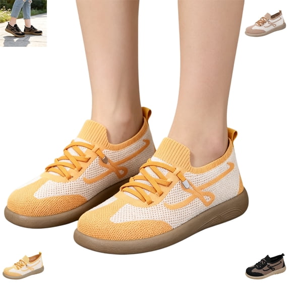 YOUYEDIAN Sneakers for Women Versatile Non Slip Comfy Flat Sport Sneakers Fashion Round Toe Casual Breathable Mesh Walking Shoes