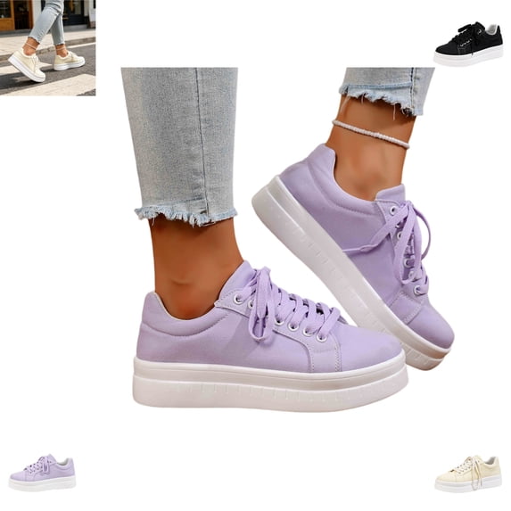 YOUYEDIAN Sneakers for Women Versatile Platform Comfortable Strap Design Sneakers Flat Non Slip Casual Shoes