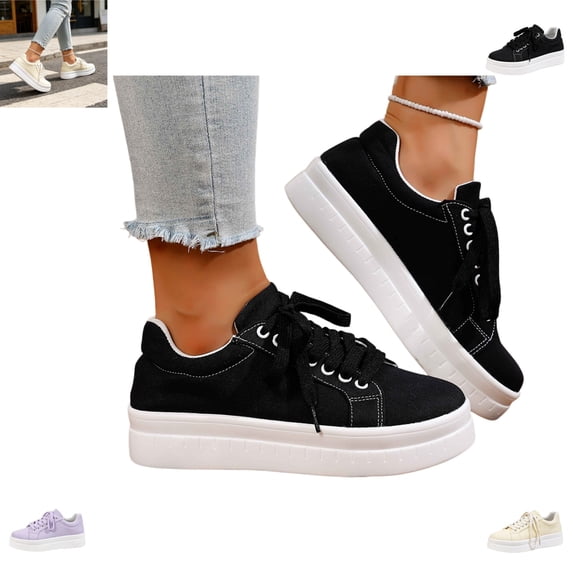 YOUYEDIAN Sneakers for Women Versatile Platform Comfortable Strap Design Sneakers Flat Non Slip Casual Shoes