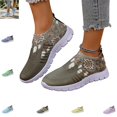thumbnail image 1 of YOUYEDIAN Sneakers for Women Versatile Print Comfy Slip On Casual Round Toe Soft Mesh Flat Sneakers Fashion Platform Breathable Walking Shoes, 1 of 5