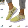 thumbnail image 1 of YOUYEDIAN Sneakers for Women Versatile Print Comfy Slip On Casual Round Toe Soft Mesh Flat Sneakers Fashion Platform Breathable Walking Shoes, 1 of 5