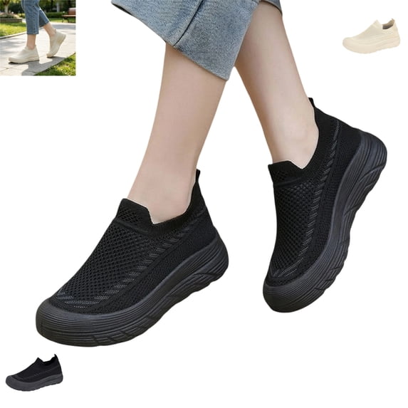 YOUYEDIAN Sneakers for Women Versatile Round Toe Soft Fashion Breathable Mesh Platform Sneakers Casual Slip On Comfy Sport Walking Shoes
