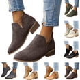 thumbnail image 1 of YOUYEDIAN Summer Booties for Women Casual Ankle Low Heel Boots Fall Chunky Comfortable Short Wedge Shoes (Coffee), 1 of 5