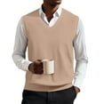 thumbnail image 1 of YOUYEDIAN Sweater Vest Men S V Neck Sleeveless Knitted Pullover Sweater Vest Casual Relaxed Fit Sweatshirt 2026 New Spring and Fall Sweater Vest Khaki S, 1 of 5