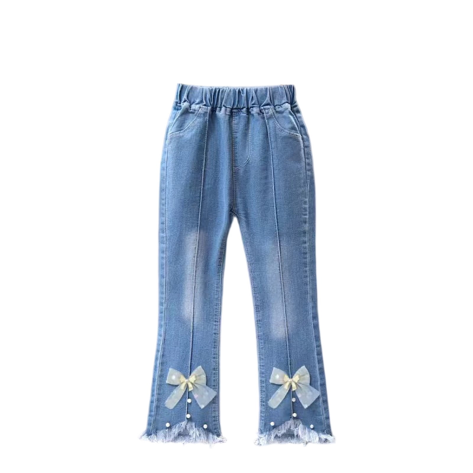 YOUYEDIAN Teen Girls Flare Jeans Kids Bell Bottom Denim Pants Casual ...