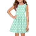 thumbnail image 1 of YOUYEDIAN Teen Girls Summer Dress Kids Cute Polka Dots Print Sleeveless Dresses Toddler Casual Patchwork Crewneck Sundress (Light Green, 13-14 Years), 1 of 4