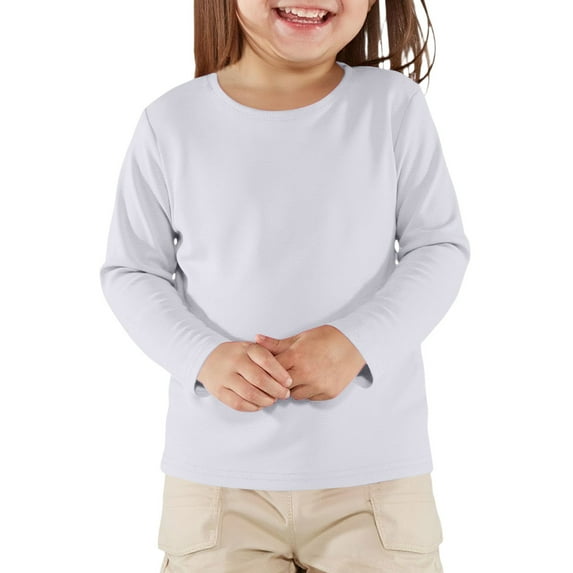 YOUYEDIAN Toddler Baby Girls Long Sleeve T Shirt Little Kids Fall Crew Neck Tops Casual Tees (White, 3-4 Years)