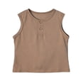 thumbnail image 1 of YOUYEDIAN Toddler Girls Henley Tank Top Kids Sleeveless Crewneck Button Down Shirts Summer Comfy Solid Color Tops (Coffee, 2-3 Years), 1 of 3