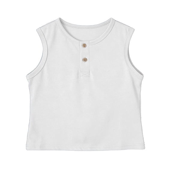 YOUYEDIAN Toddler Girls Henley Tank Top Kids Sleeveless Crewneck Button Down Shirts Summer Comfy Solid Color Tops (White, 2-3 Years)