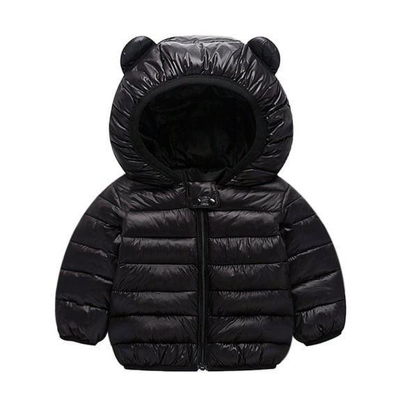 YOUYEDIAN Toddler Kids Baby Boy Girl Bear Lightweight Hooded Coat Winter Light Jacket Winter Outwear Black 4T