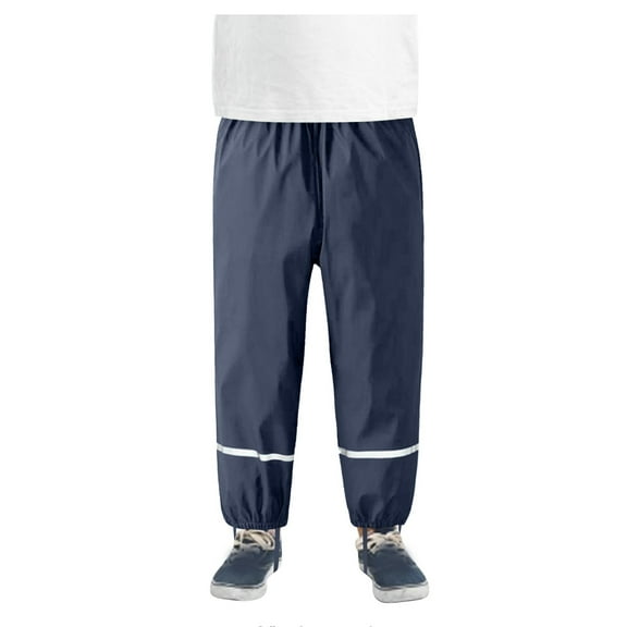 YOUYEDIAN Toddler Kids Boys Girls Rain Pants Windproof Waterproof Mud Trousers Clothes Kid Rain Pants Rainwear Navy 9-11 Years