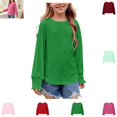 thumbnail image 1 of YOUYEDIAN Toddler Long Sleeve Top Spring Fall Versatile Solid Color Comfy Fashion Hollowed-out Round Neck Blouse Casual Loose Breathable Pullover Shirt, 1 of 5