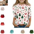 thumbnail image 1 of YOUYEDIAN Toddler Long Sleeve Top Versatile Christmas Print Soft Loose Fashion Crew Neck Blouse Casual Warm Breathable Comfy Outdoor Shirt, 1 of 1