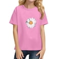 thumbnail image 1 of YOUYEDIAN Tops for Girls Summer Short Sleeve Crew Neck Basic T-Shirt Teen Fashion Y2k Blouses (Pink, 8-9 Years), 1 of 3