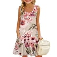 thumbnail image 1 of YOUYEDIAN Wine Girls Dresses Size 10-12 Sleeveless Midi Dress 2025 Summer Floral Graphic Sundresses Scoop Neck Beach Dress Cute Dresses,Wine 5-6 Years, 1 of 7