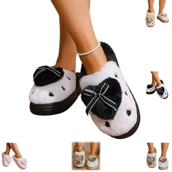 YOUYEDIAN Winter House Slippers for Women Plush Fuzzy Non-Slip Fleece Slippers Warm Indoor Outdoor Bedroom Shoes