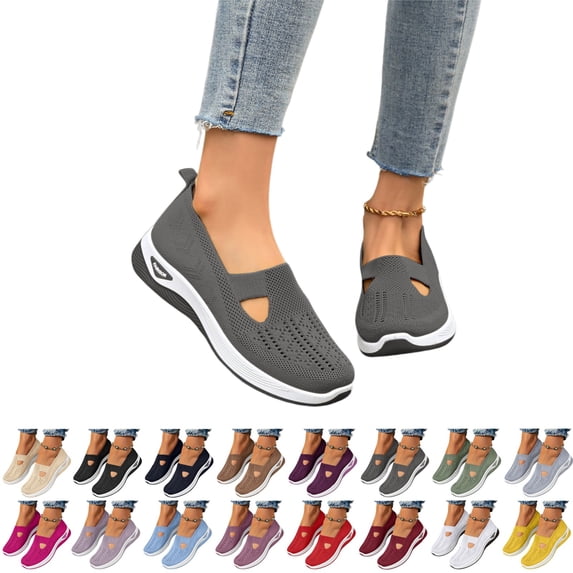 YOUYEDIAN Women's Orthopedic Shoes with Arch Support, All Day Comfort Slip On Sneakers for Walking and Work