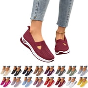 Women's Orthopedic Sneakers Slip On, Arch Support Walking Shoes for Nurse Work, Wide Width Breathable Comfort