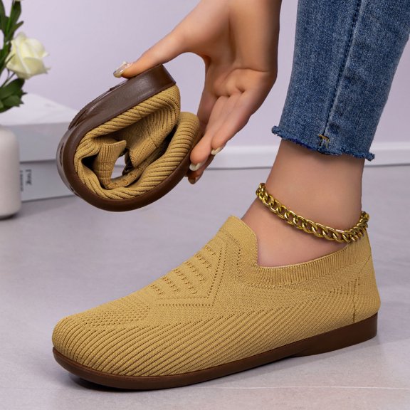 YOUYEDIAN Womens Orthopedic Shoes Arch Support Non Slip Slip on Golf Shoes Lightweight Knitted Mesh Stretch Server Shoes Soft 2026 New Foam Shoes (Yellow)