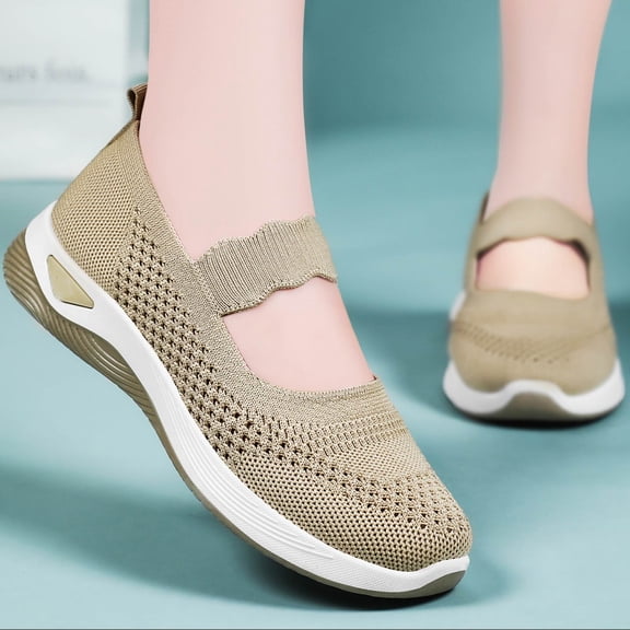 YOUYEDIAN Womens Orthopedic Shoes Arch Support Nurse Shoes Lightweight Non Slip Slip on Business Casual Shoes Knitted Mesh Stretch Comfort 2026 Orthopedic Shoes