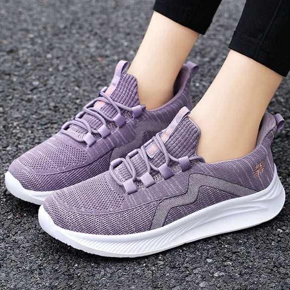 YOUYEDIAN Womens Orthopedic Shoes Arch Support Slip on Non Slip Work Shoes Breathable Mesh Stretch Business Casual Shoes Soft 2026 New Foam Shoes (Purple)