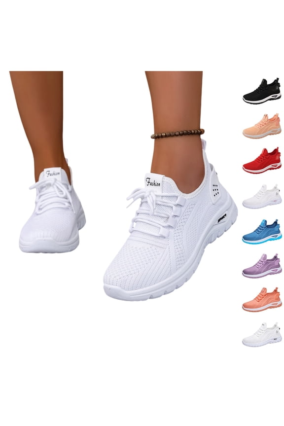 Womens Orthopedic Shoes Arch Support Work Shoes Breathable Slip on Non Slip Walking Shoes Knitted Mesh Stretch Comfort 2026 Orthopedic Shoes