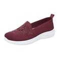 thumbnail image 1 of YOUYEDIAN Womens Slip-On Knit Mesh Loafers Orthopedic Shoes for Women Lightweight and Comfortable Breathable Mesh Walking Shoe Casual Embroidered Flat Loafers (Wine, 7.5 Wide（EU-39）), 1 of 5