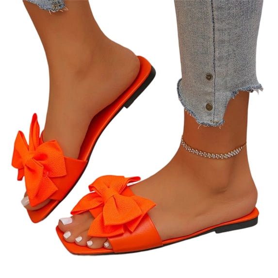 YOUYEDIAN Womens Slippers Summer House Shoes Cute Indoor Sandals Comfy Outdoor Flip Flops (Orange)